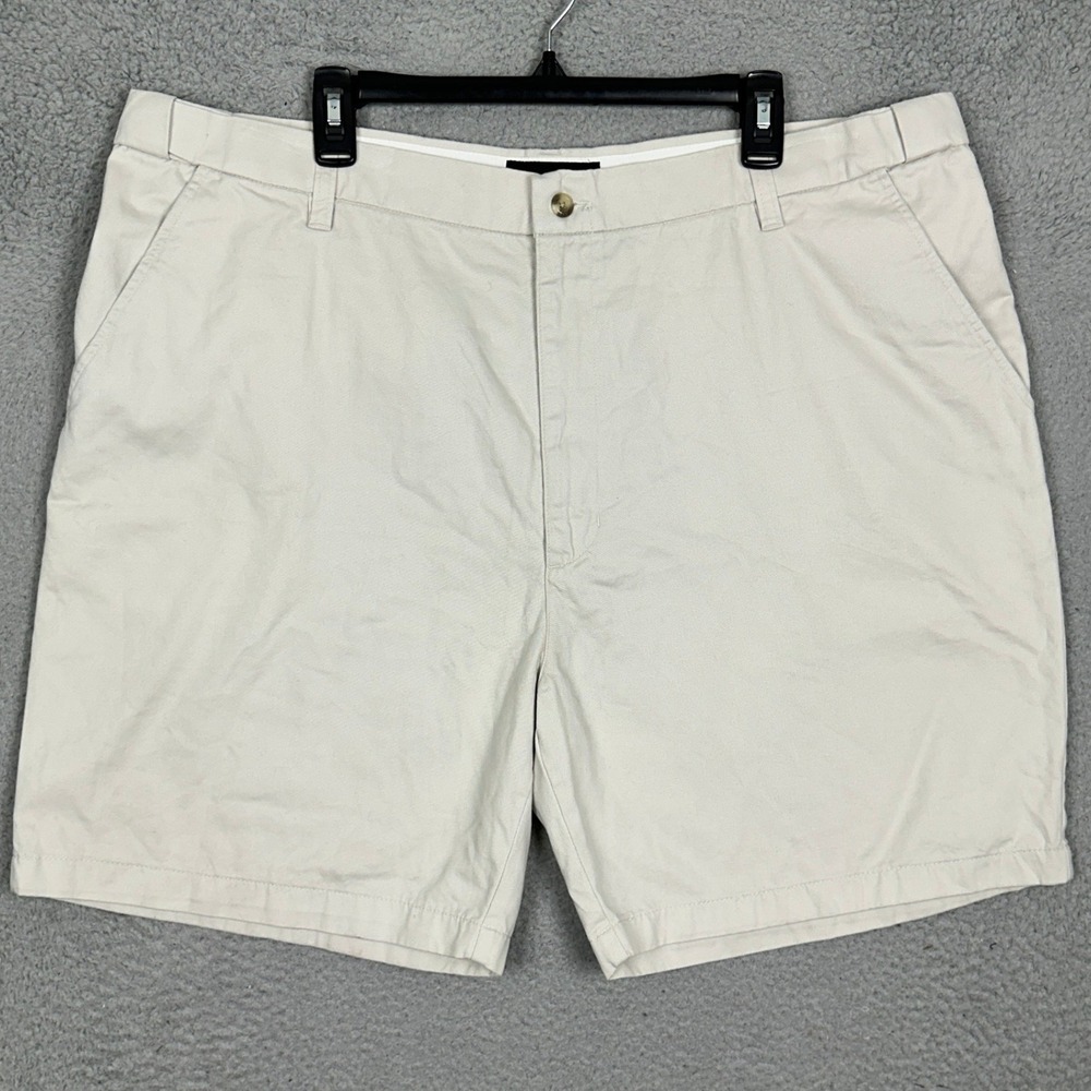 NEW Croft Barrow Shorts Mens 42 Easy-Flex Beige Chino Flat Front Casual Pockets